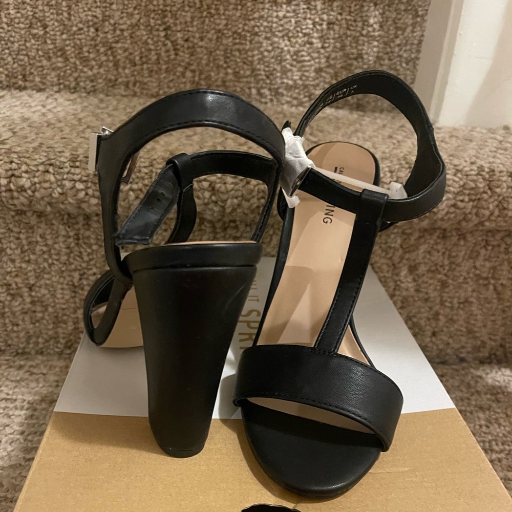 Open toe black heels